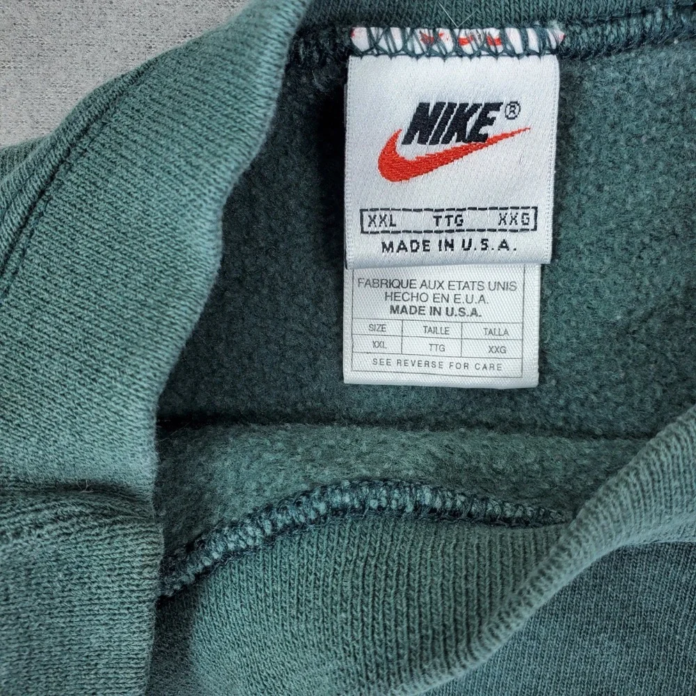 Nike Sweatshirt Men XXL Green Vintage 90s USA Made Embroidered Swoosh Crewneck